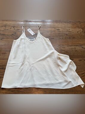 Helmut Lang Ivory Side Drape Satin Top Small NWT Asymmetric Minimalist Tank